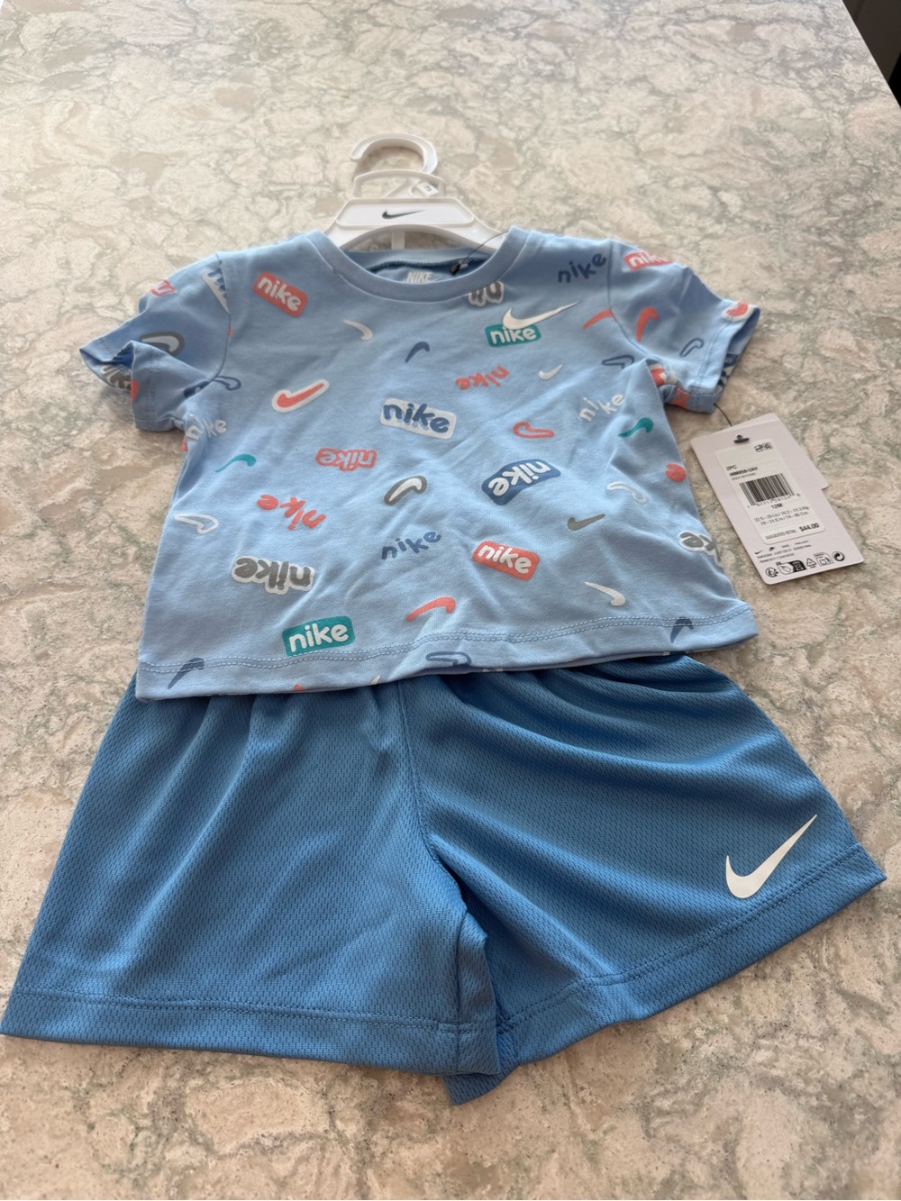 Nike Allover logo T-shirt & Mesh Shorts Set 12 Month